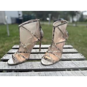 TED BAKER London Taminaa Leather Mesh Snakeskin Stiletto Pump Heels US 9.5 EU 40